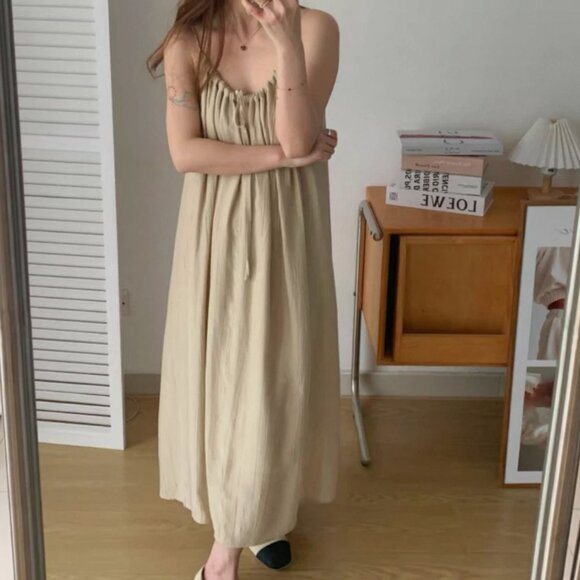 Old Navy Linen Maxi Skirt Womens XS Khaki Beige Drawstring Waist New - Picture 1 of 11